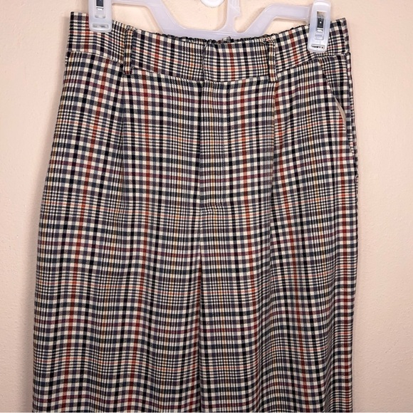 Medium Forever 21 Plaid Pants Wide Leg Black White Academia Belt Loops - Picture 6 of 12